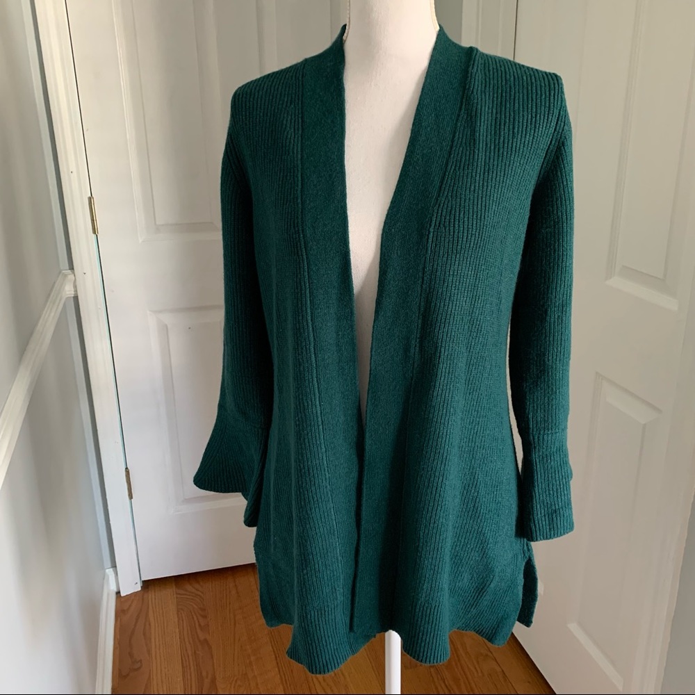 H by Halston Tulip Sleeve Open Front Cardigan Sweater